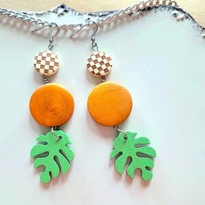 Monstera Leaf Earrings, Plant Lover Gift for Her, Statement Earrings